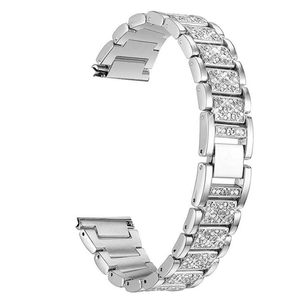 Luxury Bling Rhinestone Dressy Jewelry Metal Band for Smartwatch 22mm 22mm silver Straps & Bands