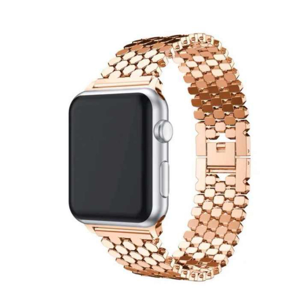 Honeycomb Pattern Stainless Steel Metal Band for Apple Watch 42 | 44 | 45 | Ultra 49 | 46mm S10 42 | 44 | 45 | Ultra 49 | 46mm S10 rose-gold Straps & Bands
