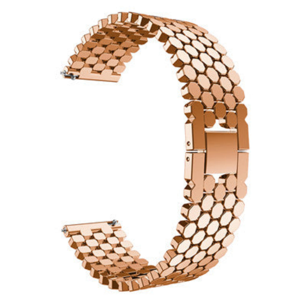 Honeycomb Pattern Stainless Steel Metal Band for Smartwatch 22mm 22mm rose-gold Straps & Bands