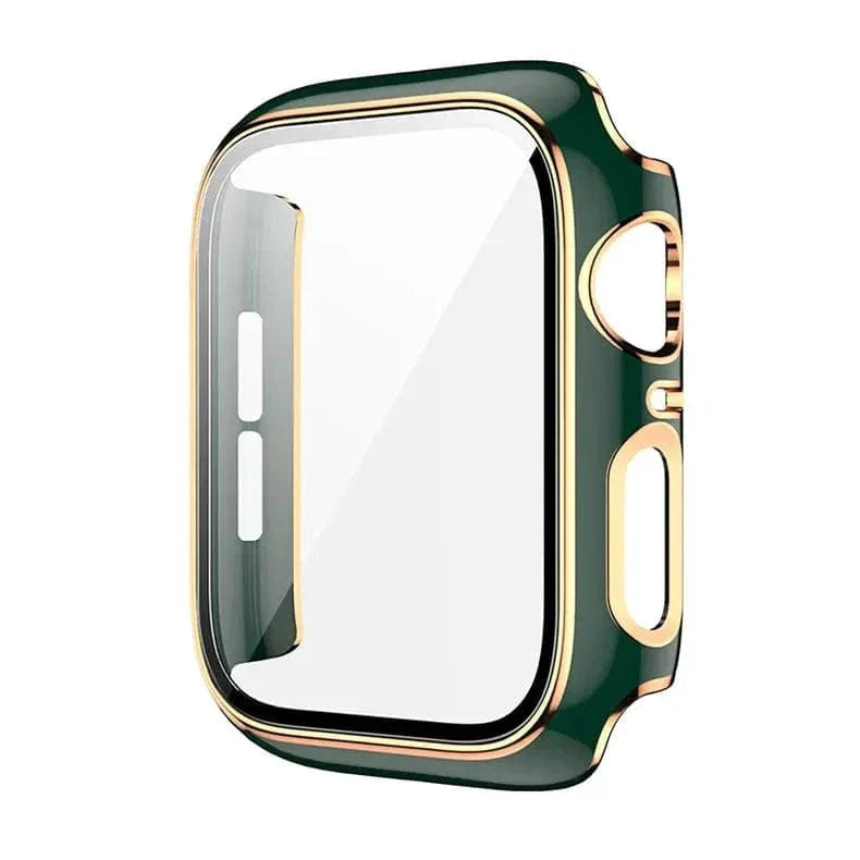 Glossy Chrome Hard PC Built-in Glass Cover for Apple Watch 45mm 45mm green-gold Cases & Covers