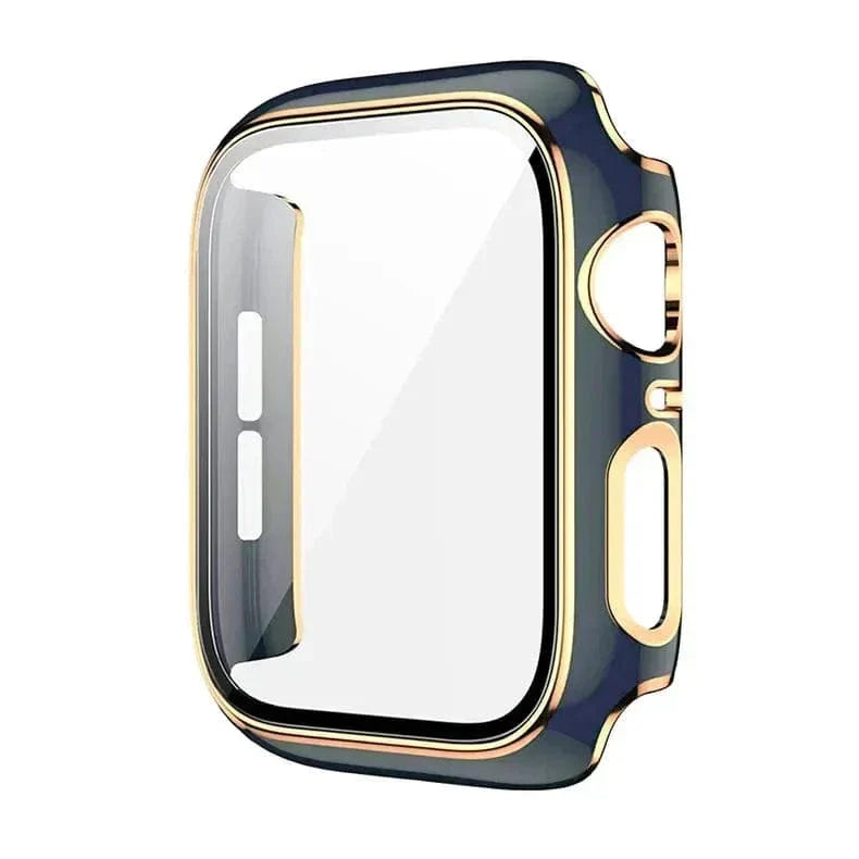 Glossy Chrome Hard PC Built-in Glass Cover for Apple Watch 45mm 45mm midnight-blue Cases & Covers
