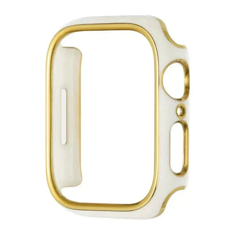 Glossy Chrome 360 Degree Hard Body Bumper for Apple Watch 40mm 40mm white-gold Cases & Covers