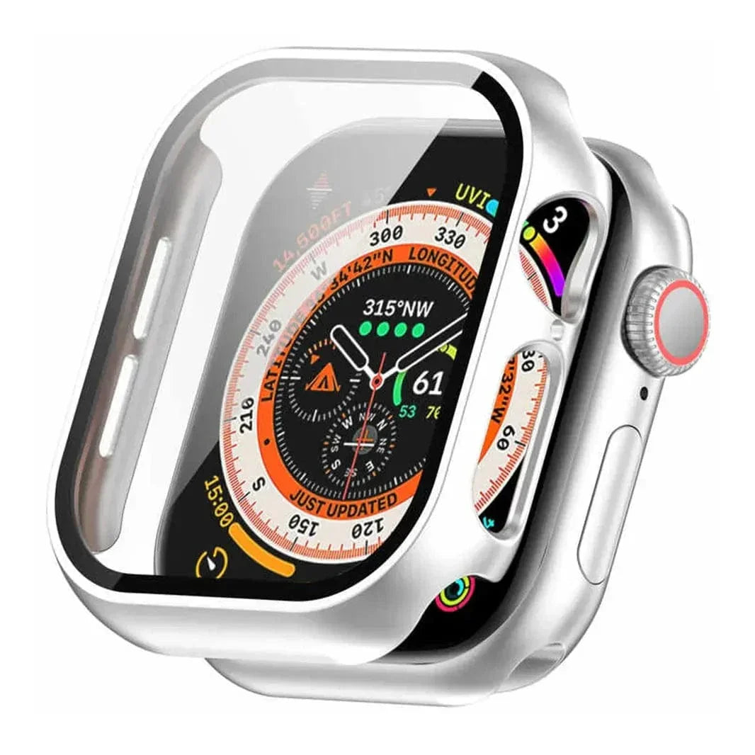 in-build Glass Glossy Cover for Apple Watch 42mm S10 42mm Series 10 silver Cases & Covers