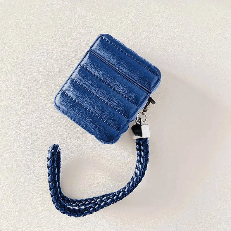 Puffy Pebble Leather Dual Layer Hard Cover for Airpods 3 Airpods 3 blue Cases & Covers