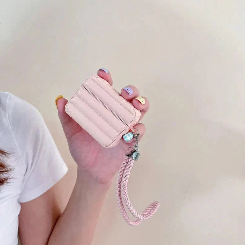 Puffy Pebble Leather Dual Layer Hard Cover for Airpods 3 Airpods 3 pink Cases & Covers