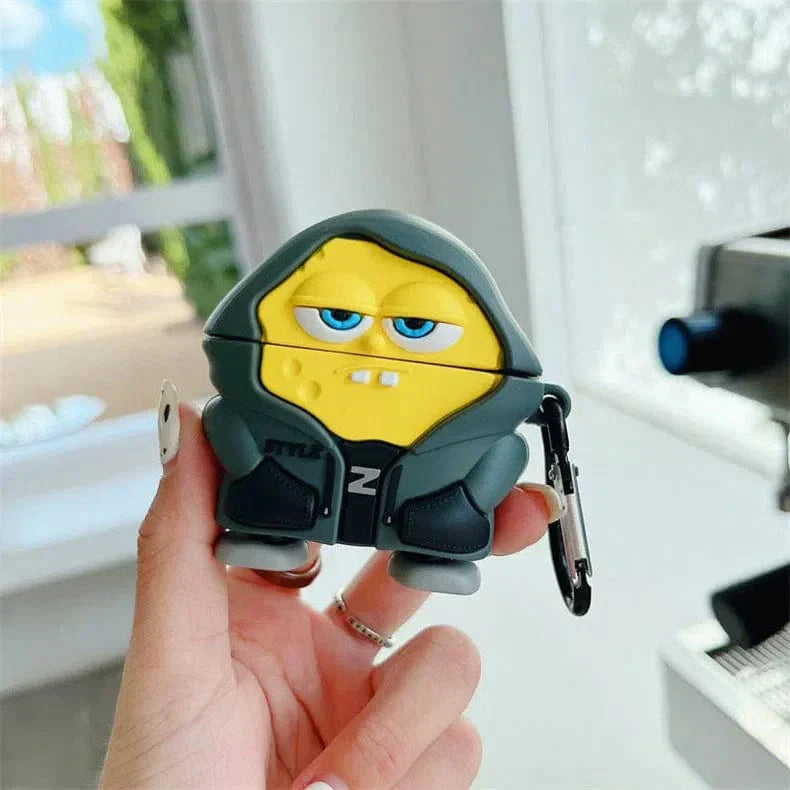 Silicone 3D Cartoon Cover for Airpods Pro Airpods Pro Sponge-Bob Cases & Covers