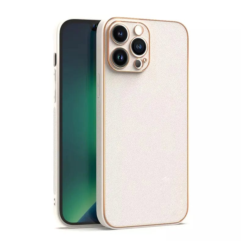 Electroplating Leather Texture TPU Edge Hard Case for iPhone 12 Cases & Covers
