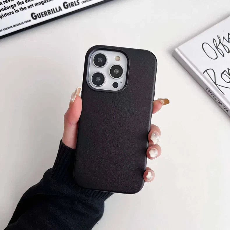 Leather Texture Magsafe Hard Case for iPhone 15 Pro iPhone 15 Pro black with magsafe Cases & Covers