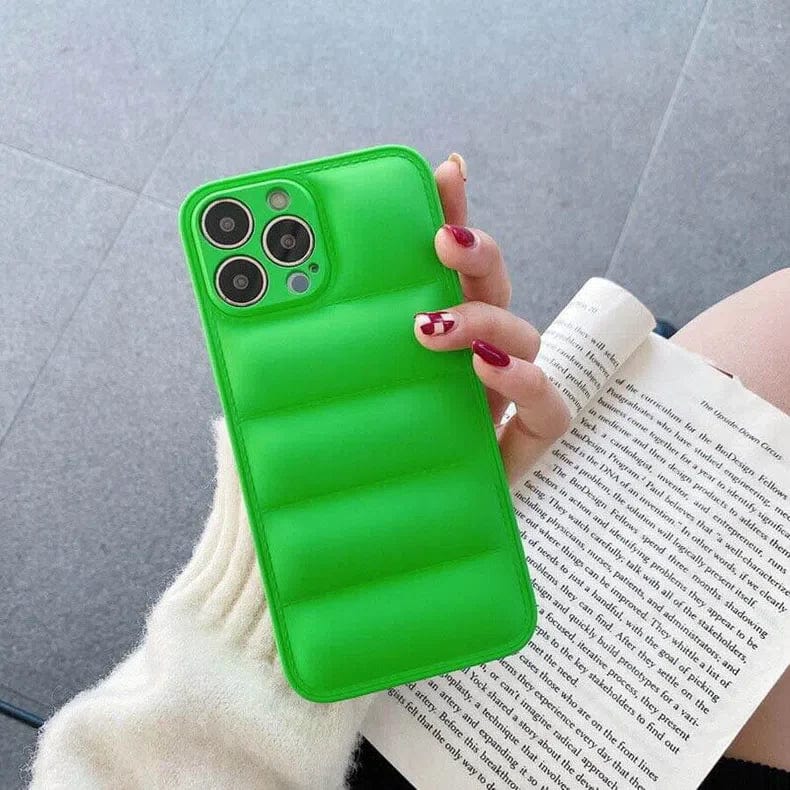 Puffer Pattern Soft TPU Case for iPhone 12 iPhone 12 green Cases & Covers