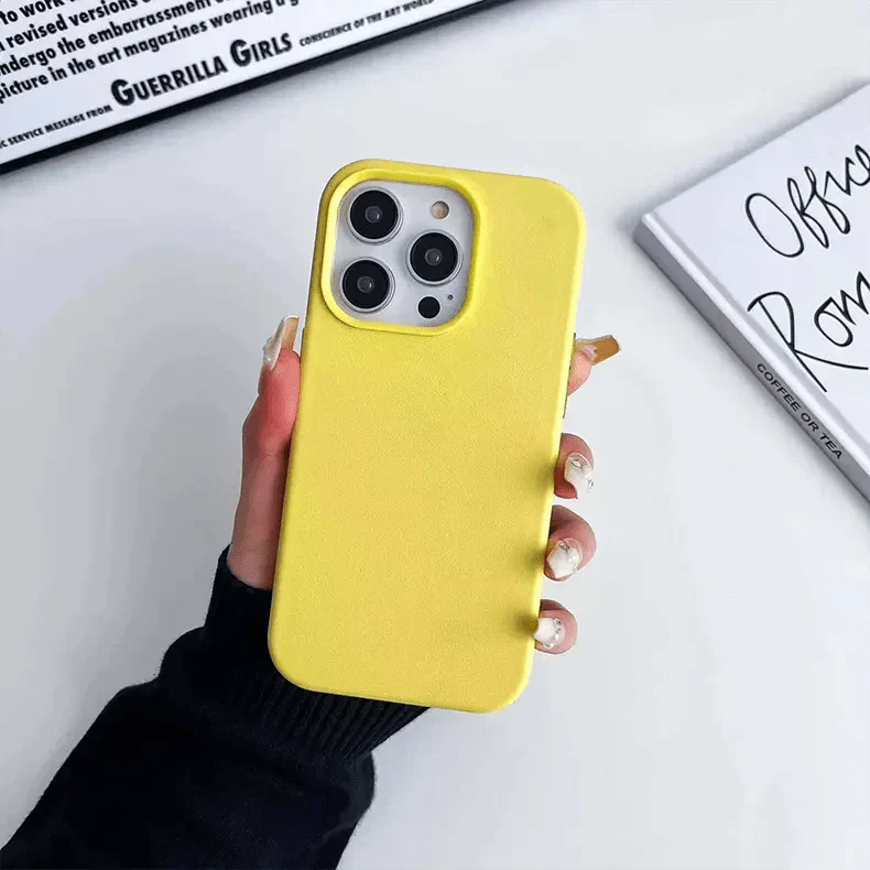Leather Texture Hard Case for iPhone 14 Pro iPhone 14 Pro Lemon Yellow Cases & Covers