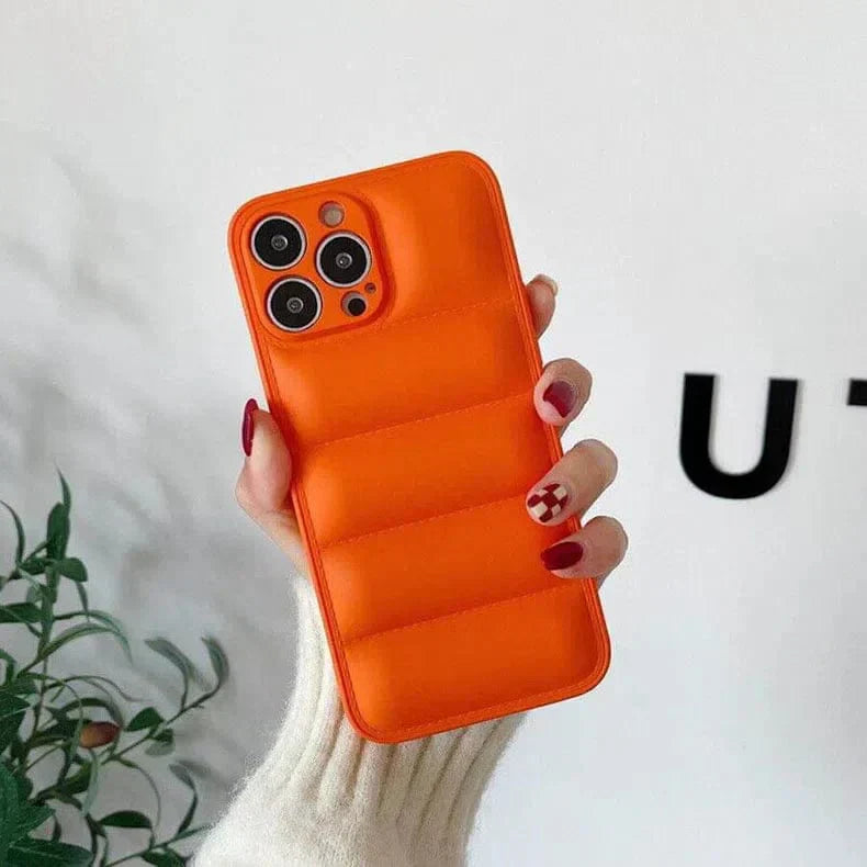 Puffer Pattern Soft TPU Case for iPhone 12 iPhone 12 orange Cases & Covers