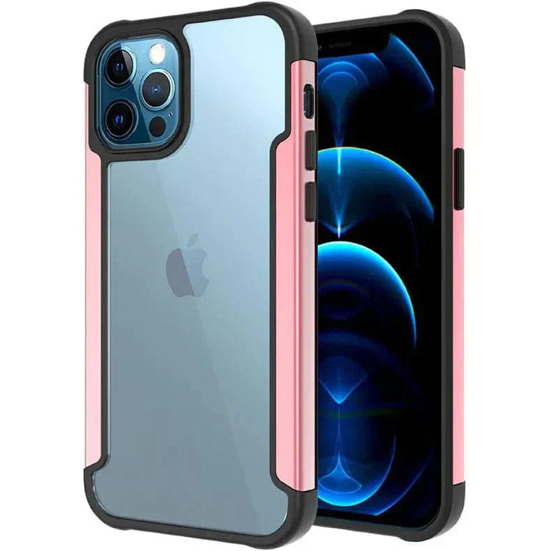 Aluminum Alloy Metal Edge Transparent Case for iPhone 14 Pro iPhone 14 Pro Rose Gold