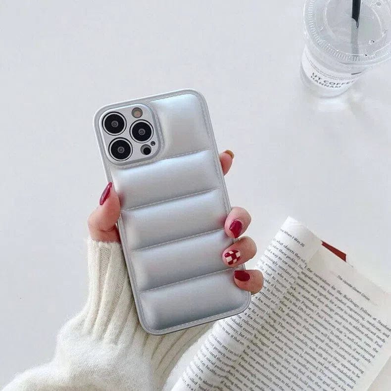Puffer Pattern Soft TPU Case for iPhone 12 iPhone 12 silver Cases & Covers