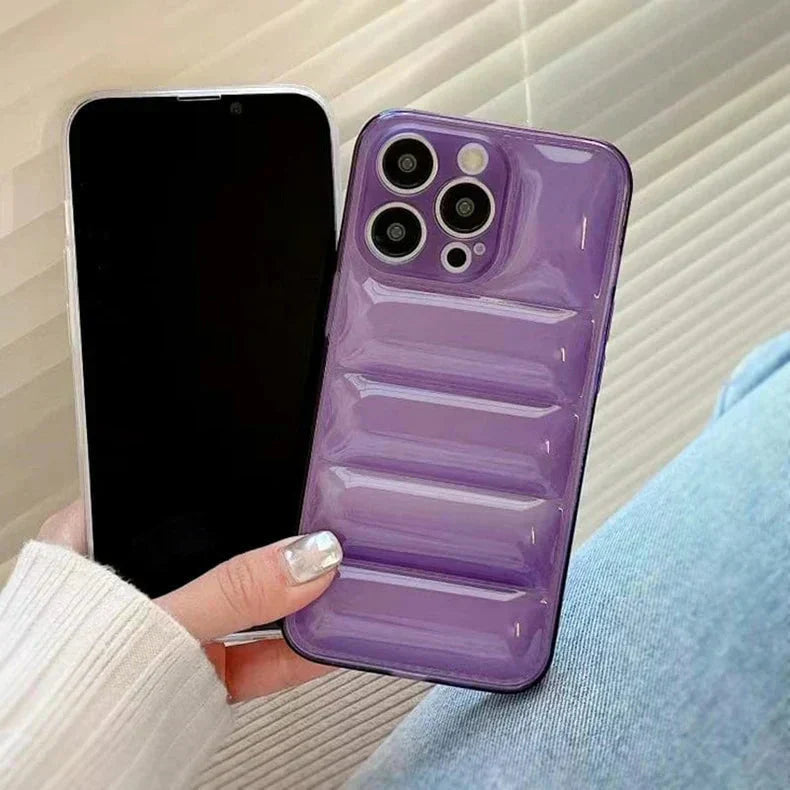 Puffer Pattern Soft TPU Case for iPhone 12 iPhone 12 translucent-purple Cases & Covers