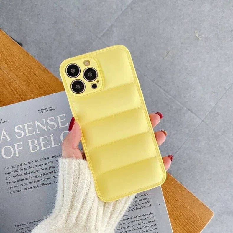 Puffer Pattern Soft TPU Case for iPhone 12 iPhone 12 yellow Cases & Covers