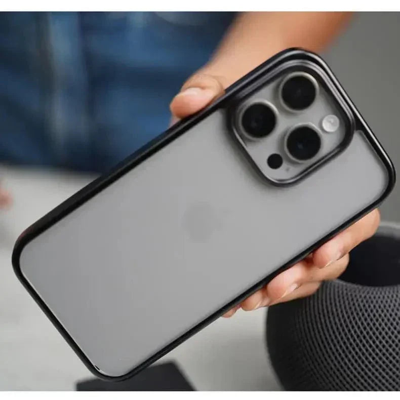 Lusterless Soft Frame Hard Transparent Case for iPhone 15 Pro Max iPhone 15 Pro Max Black Cases & Covers