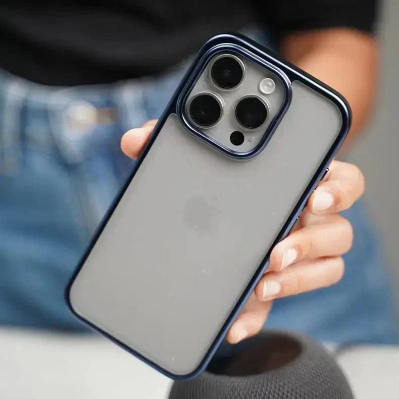 Lusterless Soft Frame Hard Transparent Case for iPhone 15 Pro Max iPhone 15 Pro Max Blue Cases & Covers