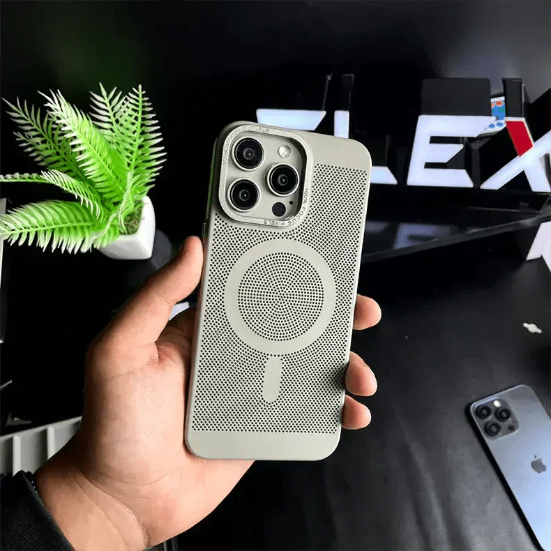 Breathable Heat-Dissipation Magsafe Case for iPhone 15 Pro Max iPhone 15 Pro Max grey with magsafe Cases & Covers