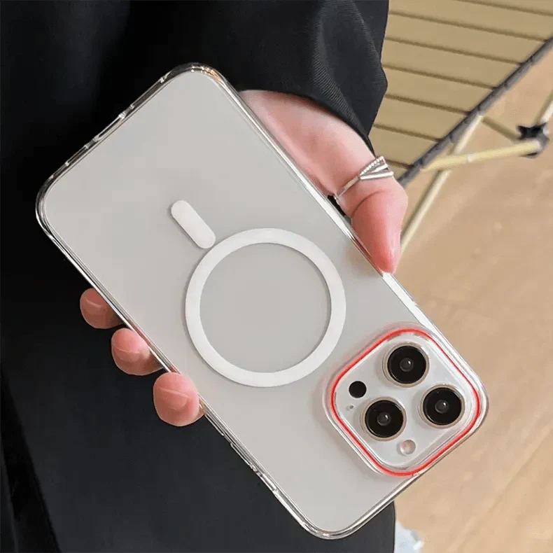 Magnetic Shield With Magsafe Clear Case for iPhone 15 Pro iPhone 15 Pro Orange with magsafe Cases & Covers