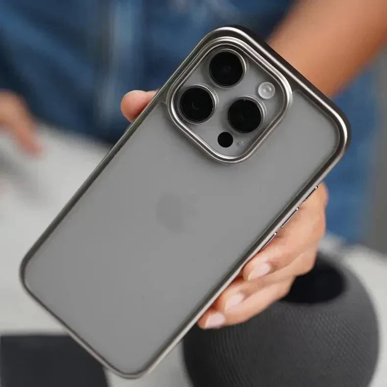 Lusterless Soft Frame Hard Transparent Case for iPhone 15 Pro Max iPhone 15 Pro Max Titanium Grey Cases & Covers