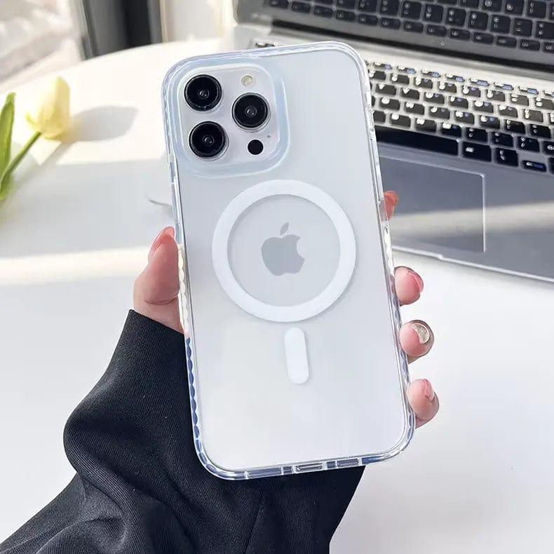 Anti Storm Magnetic Shield With Magsafe Case for iPhone 15 Pro Max iPhone 15 Pro Max White with magsafe Cases & Covers