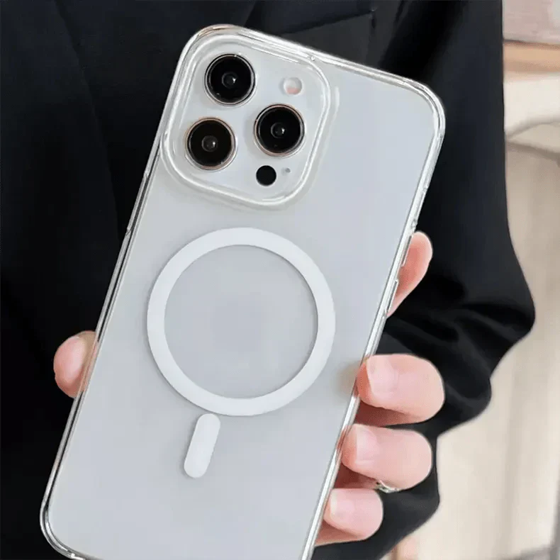Magnetic Shield With Magsafe Clear Case for iPhone 15 Pro iPhone 15 Pro White with magsafe Cases & Covers