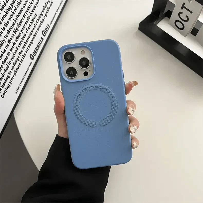 Magsafe PU Leather Magnetic Hard Case for iPhone 15 Pro Max Cases & Covers