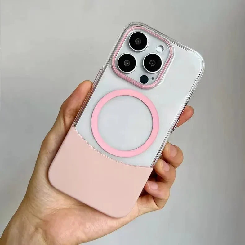 Snapsplit Crystal Clear Magsafe Hard Case for iPhone 15 iPhone 15 pink with magsafe Cases & Covers