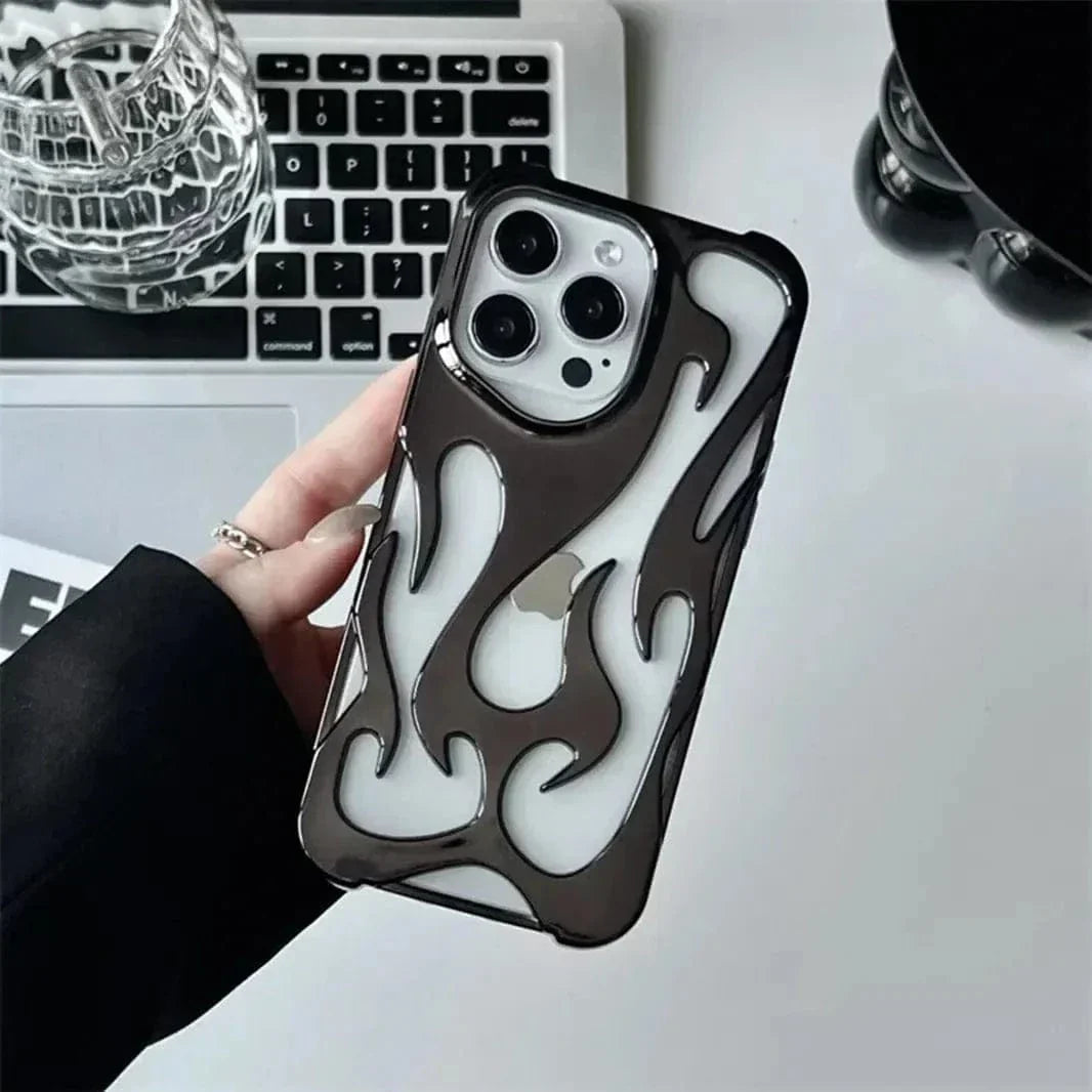 Hollow Flame Soft Case for iPhone 15 Pro Max iPhone 15 Pro Max Glossy black Cases & Covers