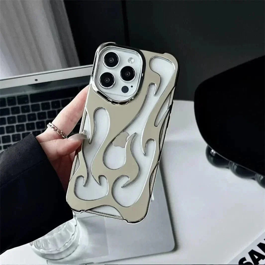 Hollow Flame Soft Case for iPhone 15 Pro Max iPhone 15 Pro Max Glossy silver Cases & Covers