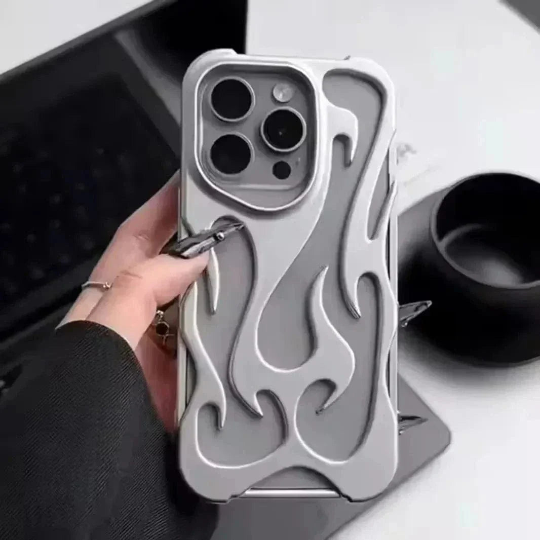 Hollow Flame Soft Case for iPhone 15 Pro Max iPhone 15 Pro Max Matte silver Cases & Covers
