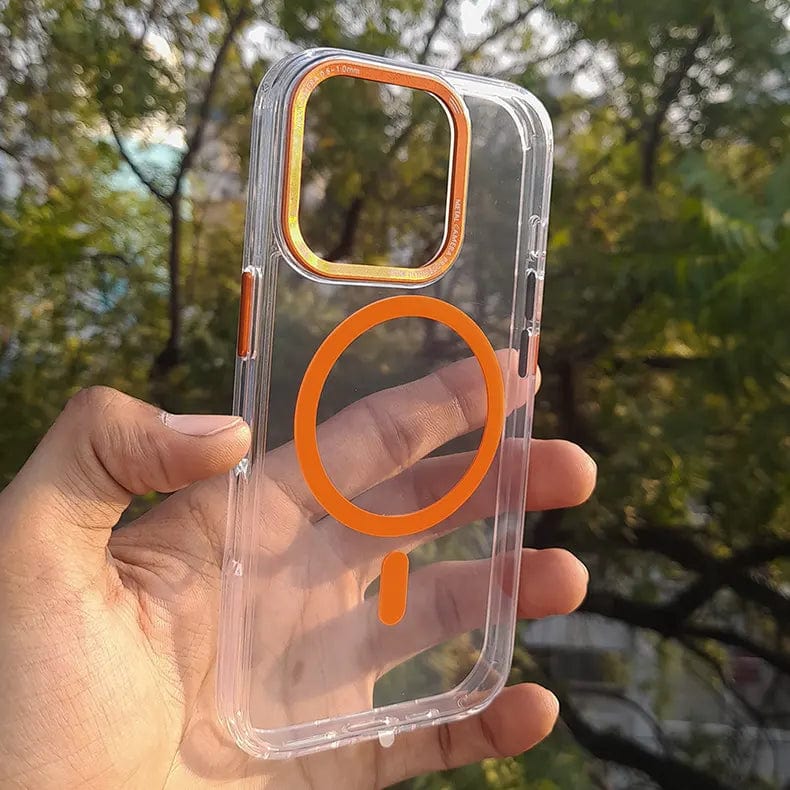 Lens Protection Frame Magsafe Case for iPhone 16 Pro Max iPhone 16 Pro Max Orange with magsafe