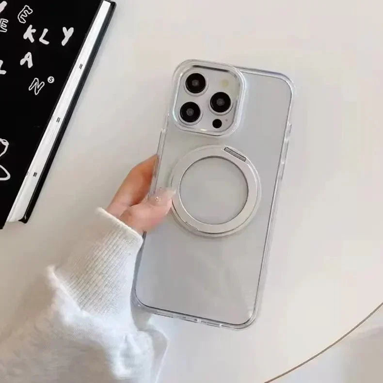 360 Degree Rotatable Magnetic Kickstand Shockproof Hard Case for iPhone 15 Pro iPhone 15 Pro Transparent Cases & Covers
