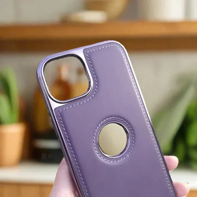 Ishock PU Leather Electroplating Chrome With Logo Cut Case for iPhone 14 Pro Max Cases & Covers