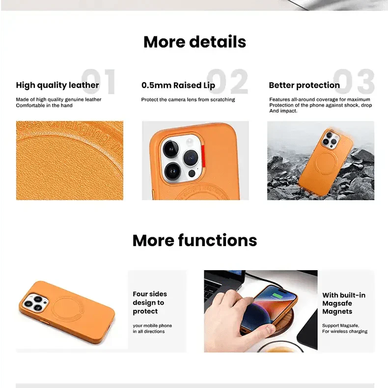 Magsafe PU Leather Magnetic Hard Case for iPhone 15 Pro Max Cases & Covers
