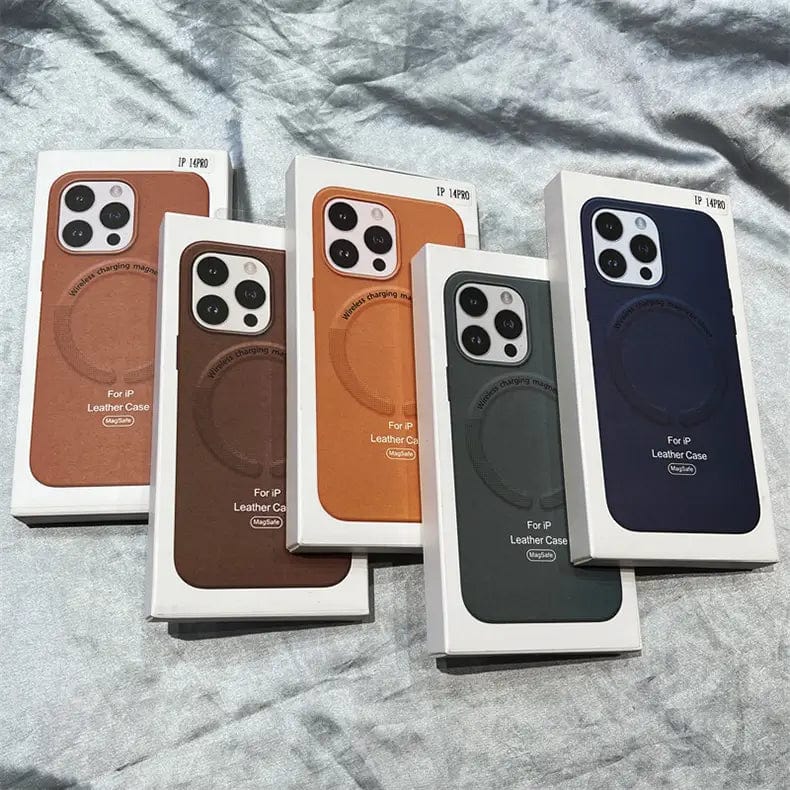 Magsafe PU Leather Magnetic Hard Case for iPhone 15 Pro Max Cases & Covers