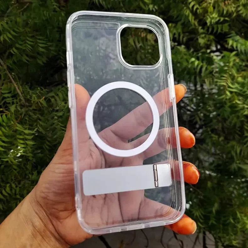 Crystal Clear Magsafe Case With Metal Kickstand for iPhone 15 Pro Cases & Covers
