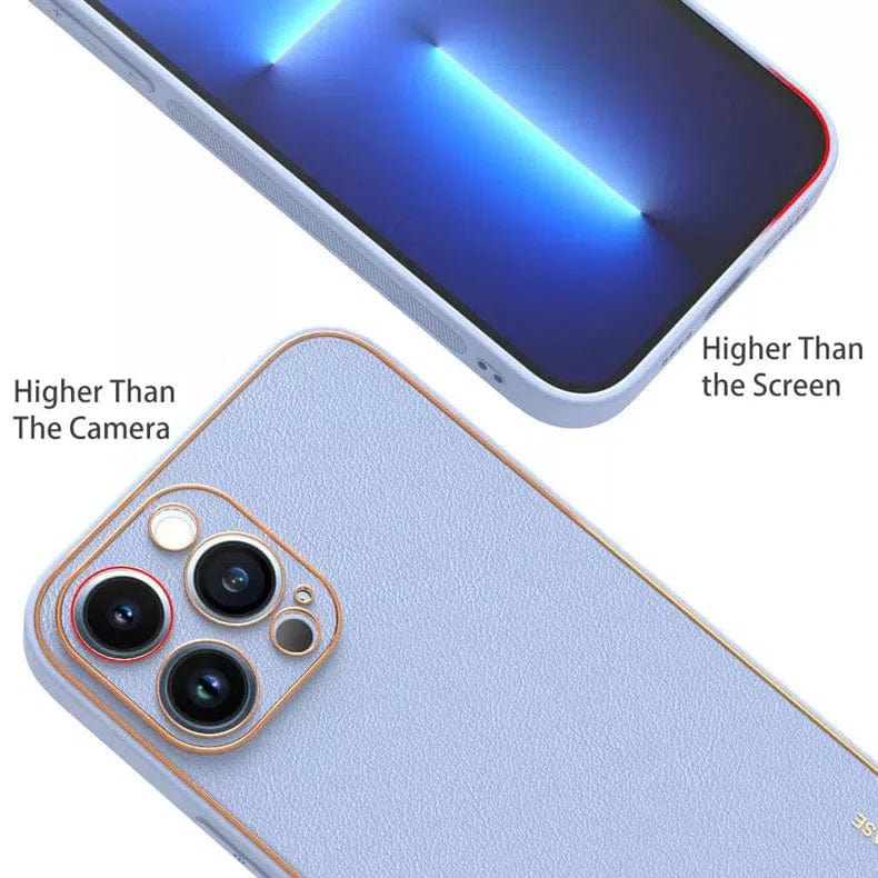 Electroplating Leather Texture TPU Edge Hard Case for iPhone 12 Cases & Covers