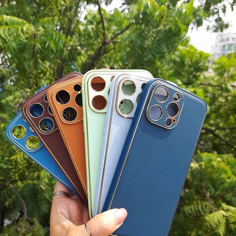 Electroplating Leather Texture TPU Edge Hard Case for iPhone 12 Cases & Covers