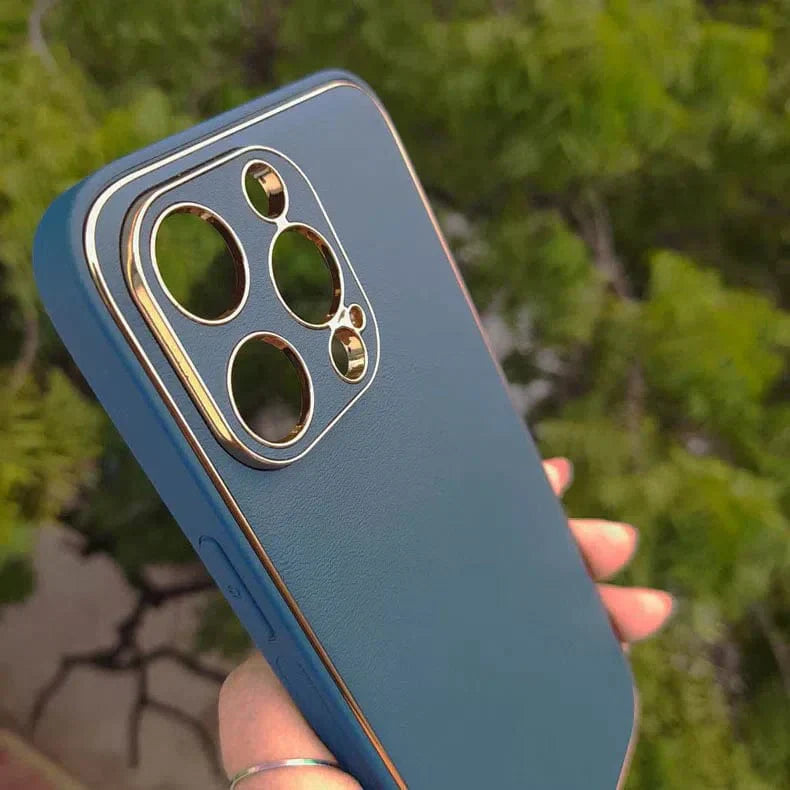 Electroplating Leather Texture TPU Edge Hard Case for iPhone 12 Cases & Covers