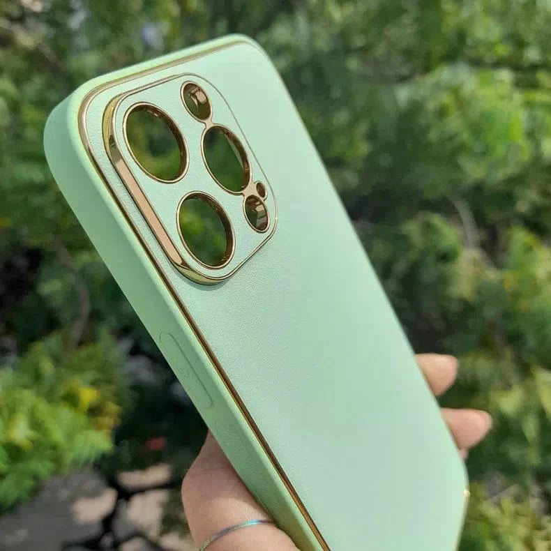 Electroplating Leather Texture TPU Edge Hard Case for iPhone 12 Cases & Covers