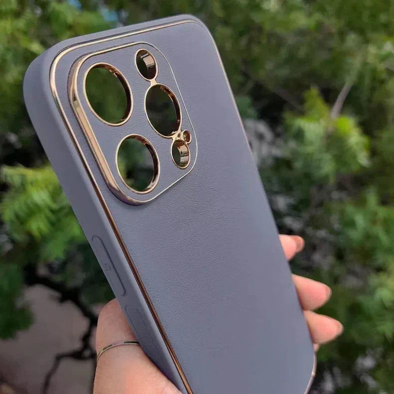 Electroplating Leather Texture TPU Edge Hard Case for iPhone 12 Cases & Covers
