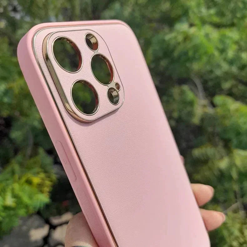 Electroplating Leather Texture TPU Edge Hard Case for iPhone 12 Cases & Covers