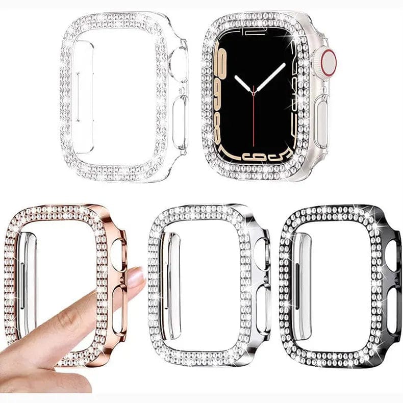 Dual Rhinestone Frame 360 Degree Hard Body Bumper for Apple Watch 41mm Cases & Covers