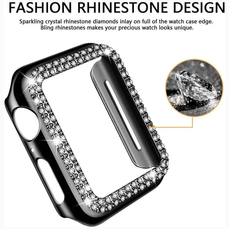 Dual Rhinestone Frame 360 Degree Hard Body Bumper for Apple Watch 41mm Cases & Covers