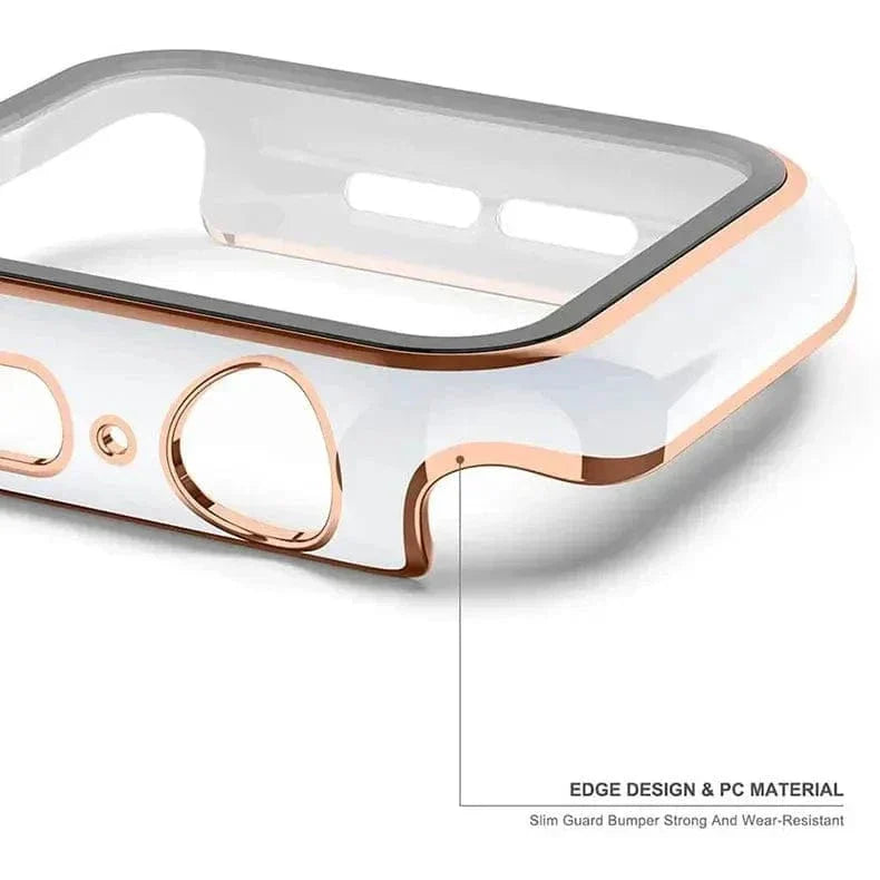Glossy Chrome Hard PC Built-in Glass Cover for Apple Watch 45mm Cases & Covers