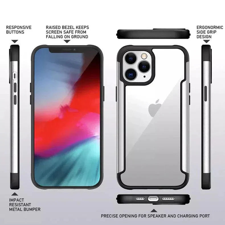 Aluminum Alloy Metal Edge Transparent Case for iPhone 14 Pro