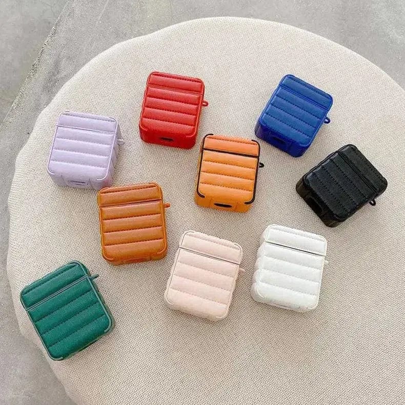 Puffy Pebble Leather Dual Layer Hard Cover for Airpods 1 | 2 Cases & Covers