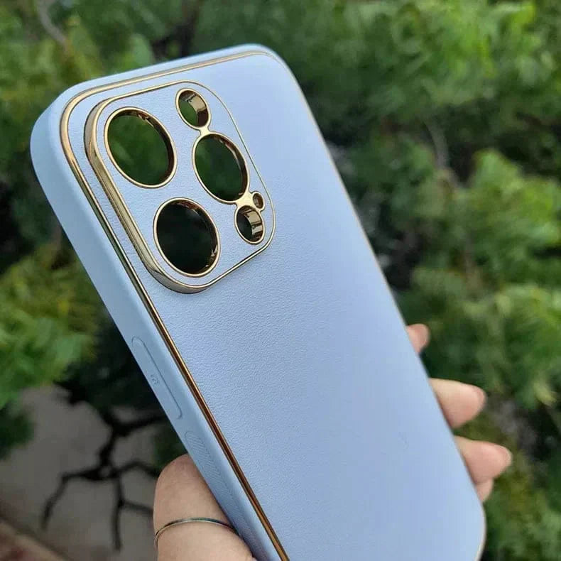 Electroplating Leather Texture TPU Edge Hard Case for iPhone 12 Cases & Covers