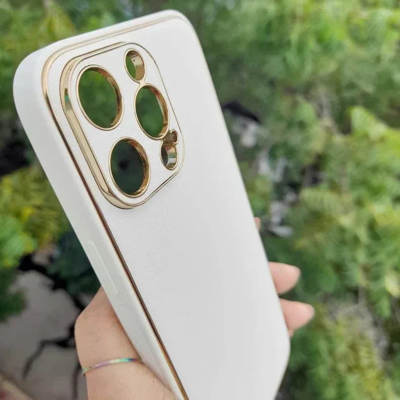 Electroplating Leather Texture TPU Edge Hard Case for iPhone 12 Cases & Covers